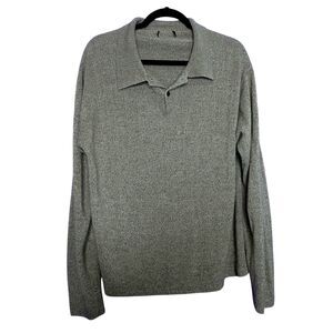 Mens Mocha Chocolate Brown Knit Long Sleeve Collared Polo Sweater Classic Soft L